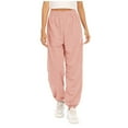 thumbnail image 1 of Jogger Pants for Women with Cinched Bottom Elastic Waist Wide Leg Loose Comfy Jogging Sports Trousers Activewear (L, Pink), 1 of 6