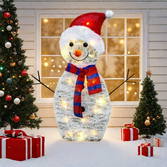 Savings Kcavykas Christmas Decorations Christmas Family Outdoor Scene Decoration Illuminated Christmas Snowman Yard Garden Decoration Free Shipping Deals of the Day