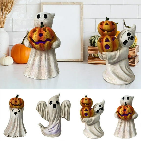 Kcavykas Halloween Ghosts Pumpkin Resin Crafts Courtyard Decoration Statues Garden Decoration Ornaments Fall On-Trend Low Spend
