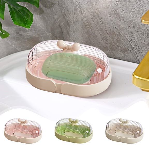 Kcavykas Macaron Color Soap Box, Plastic Travel Soap Holder, Bathroom Storage Case for Home or Dorm