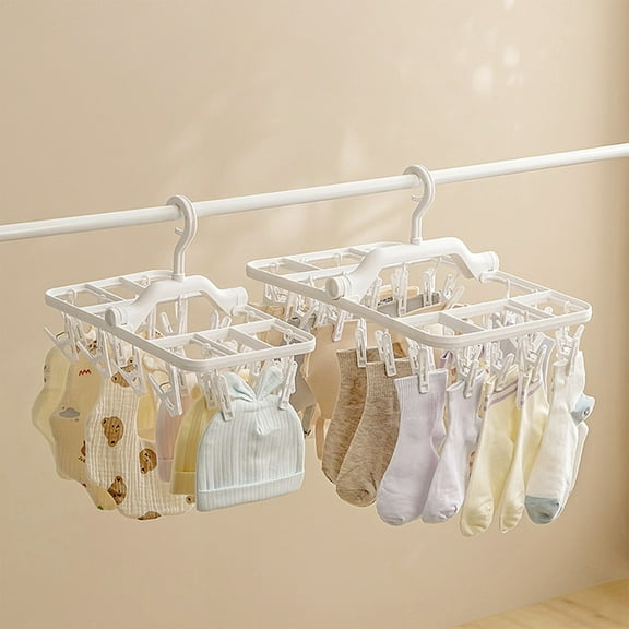 Kcavykas Multifunctional Windproof Clothes Drying Rack Clips, Non-Slip Underwear and Socks Hangers, Foldable Clothes Pegs Holiday Gift Ideas & Budget Picks