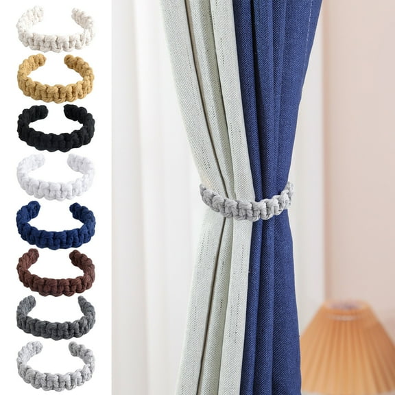 Kcavykas Natural Jute Curtain Tiebacks, Twisted Handwoven Rope Holdbacks for Drapes, Rustic Window Treatment Accessories