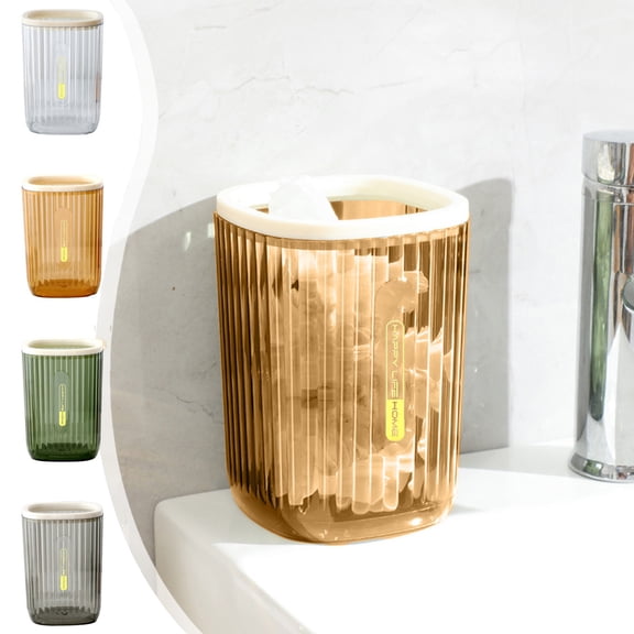 Kcavykas Step-On Garbage Can Transparent Desktop Trash Can with Press Ring Lid, High Aesthetic Wastebasket for Office, Coffee Table, or Vanity Use