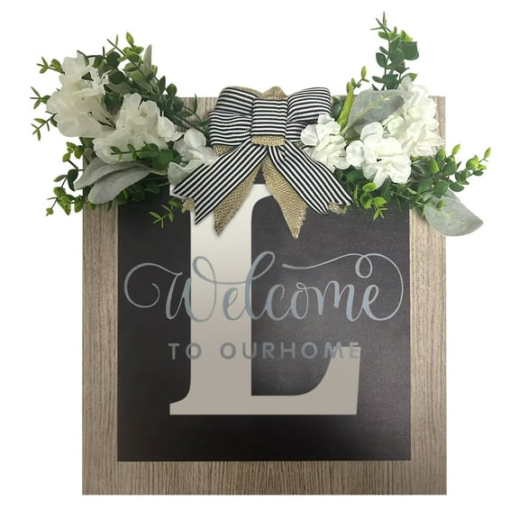 Last Name Year Round Front Door Wreath,Decorative Hanging Plaques In Front Of The Door, Wall Decor