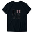 thumbnail image 1 of Love Print Shirts Women Casual Short Sleeve Mother's Day Tee Graphic Cute Tunic Mom T-Shirts (M, Black), 1 of 3