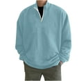 thumbnail image 1 of Men's Solid Pullover Sweatshirts Quarter Zip Stand Collar Tops with Long Sleeves Workout Casual Track Sweatshirts Sky Blue,2XL, 1 of 6
