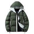 thumbnail image 1 of Savings Mens Winter Jacket Stitching Drawstring Hooded Slim Fashion Jacket Coat Outwear Wind Breaker Jackets Mens, 1 of 1