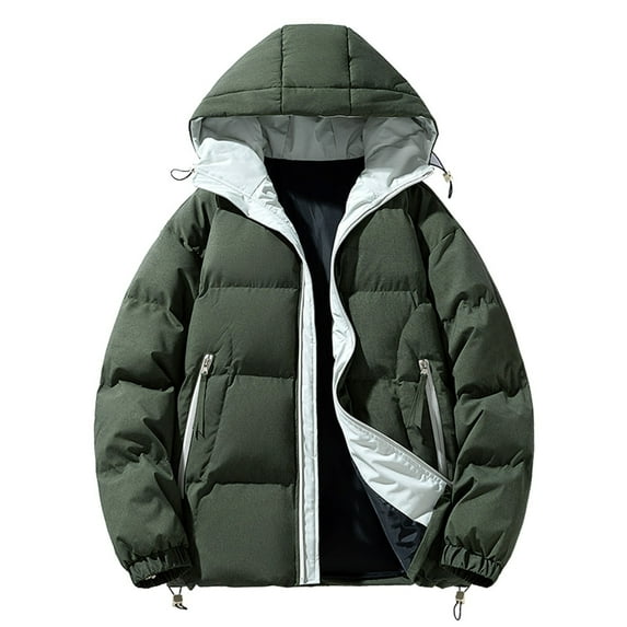 Savings Mens Winter Jacket Stitching Drawstring Hooded Slim Fashion Jacket Coat Outwear Wind Breaker Jackets Mens
