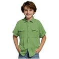 thumbnail image 1 of Mwjwdo Boys' Short Sleeve Dress Shirts Classic Collared Button-Down Tshirt Solid Cotton Linen Top with Chest Pocket Green 7 Years, 1 of 9