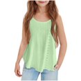 thumbnail image 1 of Mwjwdo Girls Eyelet Tank Tops Summer Sleeveless Camisole Spaghetti Strap Beach Casual Loose Flowy Vest Children's Tops Green 9 Years, 1 of 8