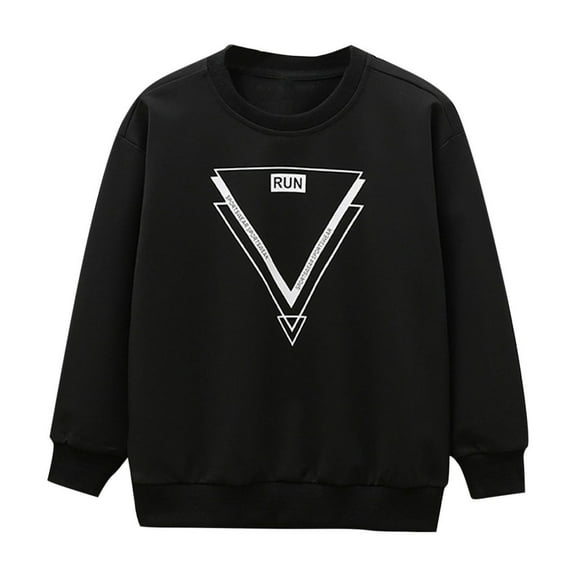 Mwjwdo Girls Sweatshirts Crewneck Fleece Sweatshirt Long Sleeve Letter Printed Pullover Sweater Tops 5-15 Years Black 11 Years