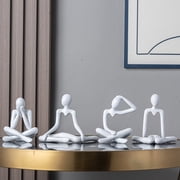 Nsxcdh Abstract Thinker Statues Modern Room Decor Cute Plastic Figurines Minimalist Small Ornaments for Living Room Office Shelf Decoration