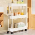 thumbnail image 1 of Nsxcdh Bathroom Storage Organizer 3-Tier Rolling Crevice Rack Thick Plastic Narrow Shelf with Wheels for Kitchen or Laundry Room Space Saving Use, 1 of 6