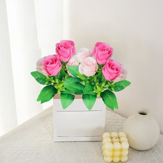 Savings Nsxcdh Fake Pomegranate Bouquet Six-Head Artificial Rose Floral Display Dining Table Centerpiece Realistic Home Decor Accent Low-Maintenance Room Upgrade Holiday Gift Ideas & Budget Picks