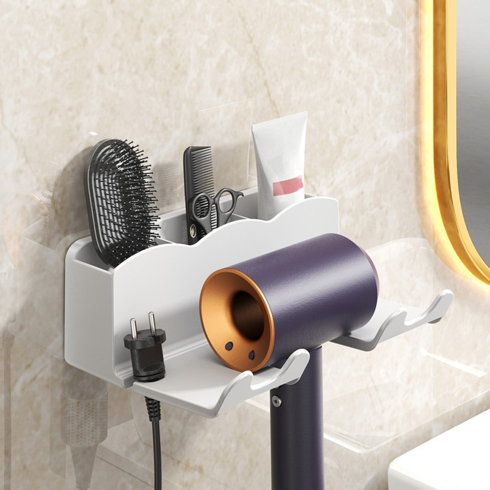 Nsxcdh Hair Dryer Rack Wall-Mounted Bathroom Organizer No-Punch ...