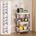 thumbnail image 1 of Nsxcdh Storage Cart Multi-Layer Rolling Rack Flat Top Design with 4 Hooks Mobile Organizer with Wheels For Bathroom Living Room Kitchen Daily Hot Picks & Limited-Time Offers, 1 of 7