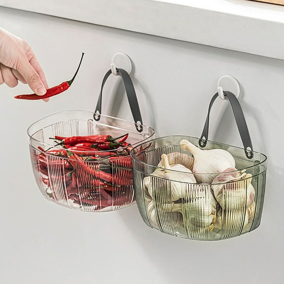 Nsxcdh Wall-Mounted Kitchen Storage Basket for Garlic,Onion & Ginger,Drainable Organizer for Vegetables and Spices
