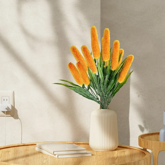 Savings Oefntac Fake Flowers 5 Head Flocking Hair Simulation Dog Tail Grass Home Garden Decoration Shopping Mall Activities Set Simulation of Greeneries