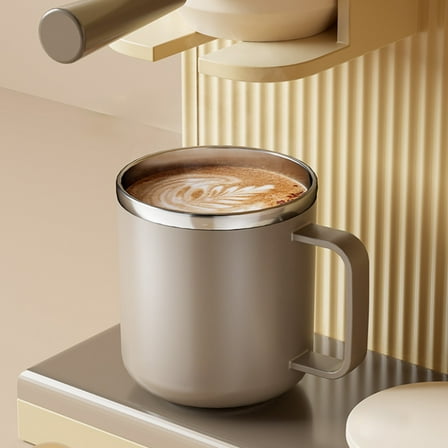 Savings Oefntac Mug 400ml Flat Cover 304 Stainless Steel Mug,Double Wall Vacuum Insulated Coffee Cup with Handle,Thermal Travel Tumbler Hot and Cold