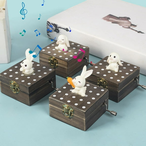 Savings Oefntac Toys for 2 Year Old Mini Animals Block Music Box Wooden Rotating Music Box Children's Toy Accessories Boys and Girls'Holiday Birthday Gifts