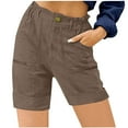 thumbnail image 1 of Fashion Olyvenn Bermuda Shorts for Women,Summer Casual High Waisted Knee Length Shorts with Pockets Trendy Vacation Clothes Brown L, 1 of 6