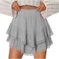 thumbnail image 1 of Fashion Olyvenn Flowy Shorts for Women Ruffle Skorts Mini Skirts High Waisted Teen Gilrs Tennis Skort Summer Shorts Gray XL, 1 of 9