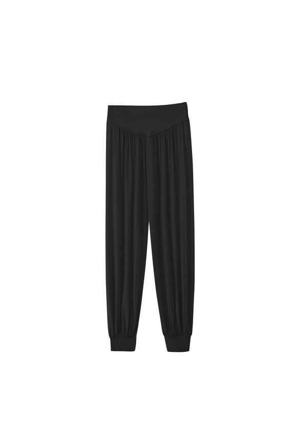 Fashion Olyvenn Modal Athletic Harem Pants for Womens Wide Leg Comfy Dance Pant Workout Yoga Joggers Sweatpants Sweat Pant Loungewear Black M