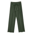 thumbnail image 1 of Fashion Olyvenn Plus Size Cotton Linen Capri Pants for Women Summer Casual Wide Leg Drawstring Elastic Waist Trouser Army Green M, 1 of 4