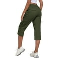 thumbnail image 1 of Fashion Olyvenn Women's Cargo Capris Pants with 6 Pockets Lightweight Cotton Hiking Casual Travel Summer Capri Pants for Women Green M, 1 of 9