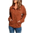 thumbnail image 1 of Fashion Olyvenn Women's Corduroy Jacket Lapel Button Down Long Sleeve Pockets Trucker Jean Jackets with Pockets Brown 10, 1 of 9