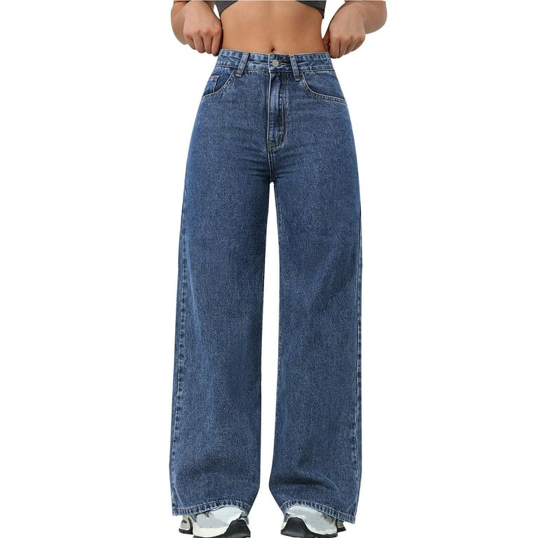 Fashion Olyvenn Women's Wide Leg Jeans Casual High Waisted