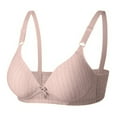 thumbnail image 1 of Plus Size Cotton Bras for Women Striped Wireless Bra with Support Compression Bra Large Bust (L, Gray), 1 of 5