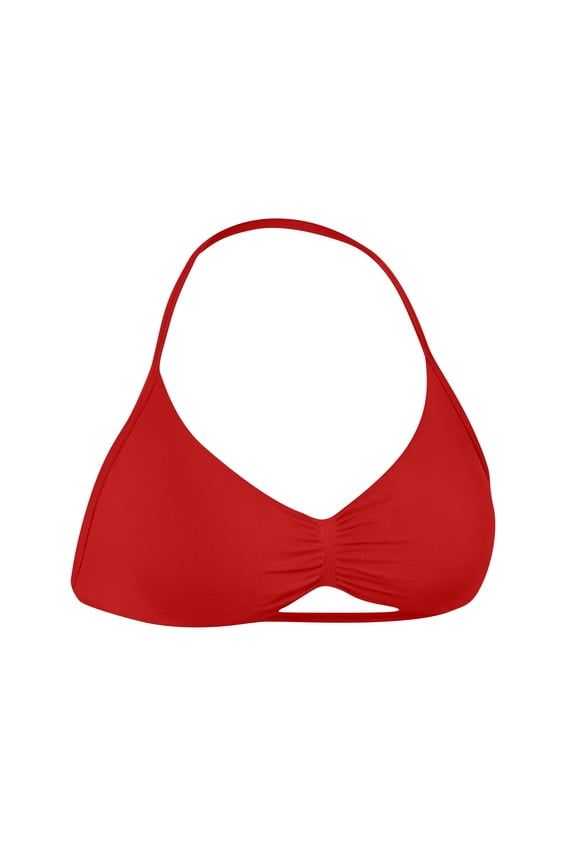 Stylish SMihono Bras for Older Women Padded Halter Open Back Light Bras Camisole Tops Cami Strappy Sexy Soft Everyday Bra Red M