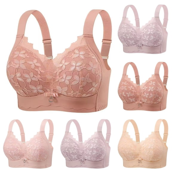 Trendy SMihono Daisy Bras for Women Cozy Wireless Seamless Natural Lift Bralette Lace Accent Light Support Everyday Wear Red XXL