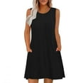thumbnail image 1 of Stylish SMihono Summer Dresses for Women 2025 Loose Beach Vacation Casual Crew Neck Sleeveless Sundresses with Pockets Tank Dress Black M, 1 of 5