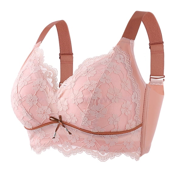 Trendy SMihono Teen Girls Bra Floral Lace Bow Wireless Brace Lightly Beathable Cups Cute Comfy Supportive Everyday Bralette Pink 36/80