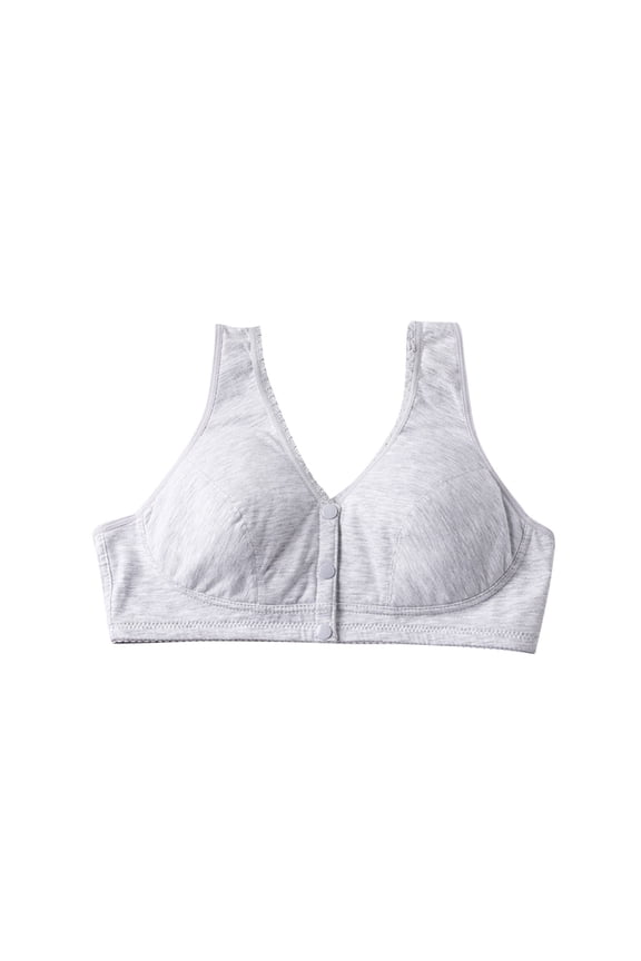 Stylish SMihono Women's Cotton Front-Closure Leisure Bra, Cozy Seamless Wire Free Front Snap Button Lace Bra Underwear Everyday Bras Gray XL