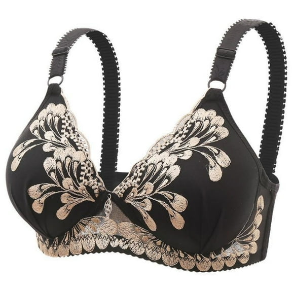 Stylish SMihono Women's Sexy Floral Lace Bra Underwire Comfortable Underwear Adjustable Shoulder Strap High Support Lingerie Black 40