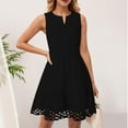 thumbnail image 1 of Trendy SMihono Women's Summer Sleeveless Mini Dress V Neck Hollow Out Eyelet High Waist A Line Swing Short Party Dresses Black XL, 1 of 9