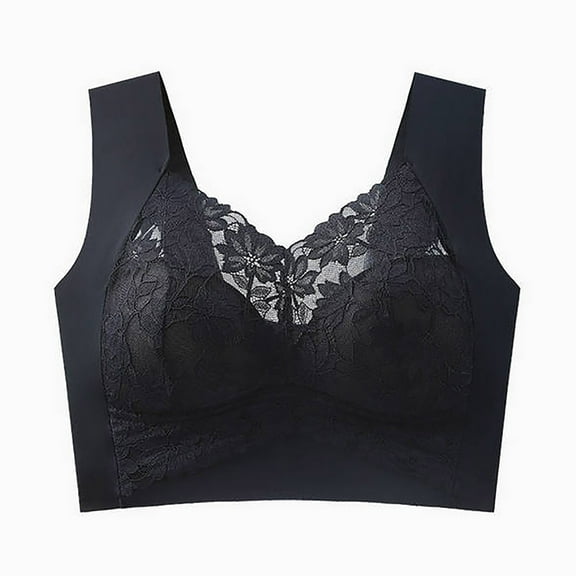 Stylish SMihono Womens Fashion Push-Up Lace Bra Wireless Posture Breathable Back Smoothing Comfort Lift Sports Bra for Women Black XXL