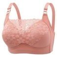 thumbnail image 1 of Stylish SMihono Womens Sexy Lace Everyday Bra Solid Color Full Coverage Underwear Wire Free Breathable Comfy Push Up Bralettes Pink 36/80BC, 1 of 6