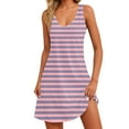 thumbnail image 1 of Trendy SMihono Womens Striped Summer Dresses Trendy V Neck Sleeveless Sun Dresses Boho Tank Dress Casual Loose Fit Beach Dress with Pockets Pink L, 1 of 6