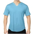 thumbnail image 1 of Savings SSAAVKUY Men's Notch T-Shirt, Soft Cotton Short Sleeve Slim Fit Basic Split V Neck T Shirts for Men Fitness Sports Tees Light Blue XXL, 1 of 8
