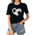 thumbnail image 1 of Short Sleeve Crewneck Baseball Print Shirts Women Casual Basic Tees Summer Tunic Going Out Tops (2XL, Black), 1 of 5