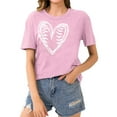 thumbnail image 1 of Short Sleeve Crewneck Baseball Print Shirts Women Casual Basic Tees Summer Tunic Going Out Tops (3XL, Pink), 1 of 4