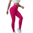 thumbnail image 1 of Solid High Waisted Yoga Pants for Women Slim Fit Stretchy Butt Lifting Leggings Thin Workout Pants Hot Pink,L, 1 of 5