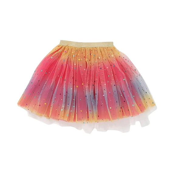 Sparkly Tutu Skirt for Girls Multi-layered Tutus Elastic Waist Neon Tulle Skirt Party Clubwear Cute Mini Short Skirt (One Size, Hot Pink 01)