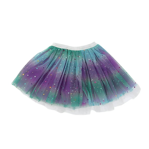 Sparkly Tutu Skirt for Girls Multi-layered Tutus Elastic Waist Neon Tulle Skirt Party Clubwear Cute Mini Short Skirt (One Size, Purple 03)