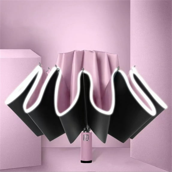 Sun Umbrella Parasol Umbrella for Sun Portable Folding Umbrella with Reflective Strips Travel Foldable Compact Umbrellas Auto Open & Close Large Lightweight Windproof Parasol