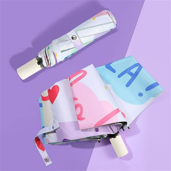 Sun Umbrella Parasol Umbrella for Sun Protection Printing Folding Portable Umbrella Travel Foldable Compact Umbrellas for Sun and Rain Lightweight Windproof Collapsible Parasol